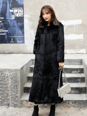 Super Long Women's Genuine Real Full Rabbit Fur Coat