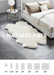 Quarto Large Sheepskin Rug Double Pelt Rug White Fur Carpet 100x180cm