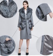 Real Wool Overcoat Decorated with Fox Fur