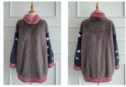 Winter Velvet Mink Fur Coat Print Star