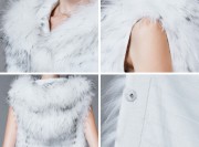 White Raccoon Fur Vest with Hood Womens Vest with Fur Hood