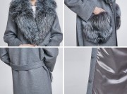 Real Wool Overcoat Decorated with Fox Fur