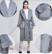 Lady Wool Overcoat Mink Fur Coat