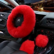 Multi Colored Real Sheepskin Car Steering Wheel Gear Shift Handbrake Fur Cover