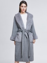 Lady Wool Overcoat Mink Fur Coat