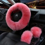 Multi Colored Real Sheepskin Car Steering Wheel Gear Shift Handbrake Fur Cover