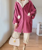 Winter Velvet Mink Fur Coat Print Star