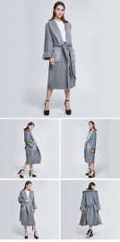 Lady Wool Overcoat Mink Fur Coat