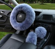 Multi Colored Real Sheepskin Car Steering Wheel Gear Shift Handbrake Fur Cover