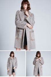 Women Real Mink Fur Knitted Coat