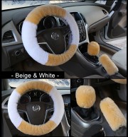 Three-piece Short Fur Steering Wheel Cover Gear Shifter Cover Handbrake Cover