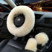 Multi Colored Real Sheepskin Car Steering Wheel Gear Shift Handbrake Fur Cover