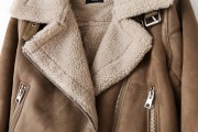 Women Rabbit Fur Lining Casual Sheepskin Jacket with Belts
