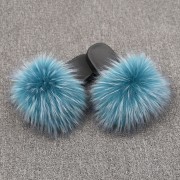 Womens Real Raccoon Fur Slides Extra Fluffy Slippers Furry Slides Multicolor