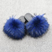 Womens Real Raccoon Fur Slides Extra Fluffy Slippers Furry Slides Multicolor