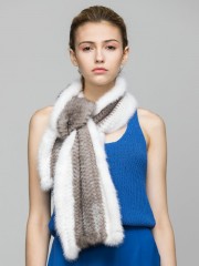 Real Knitted Mink Fur Scarf Muffler Shawl Stole Wrap
